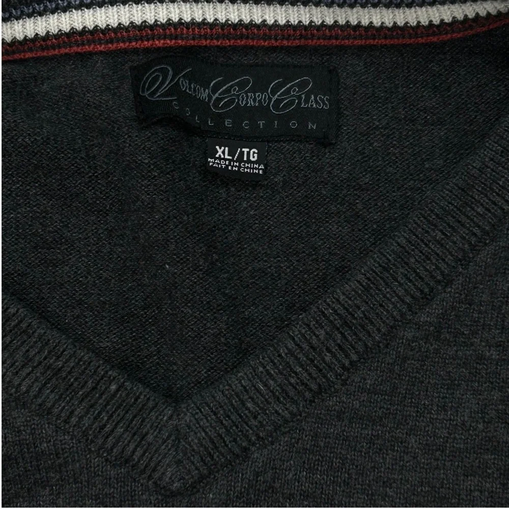 Volcom‎ Corpo Class V Neck Sweater Mens XL Dark Gray Pullover Skatewear Y2K 90s